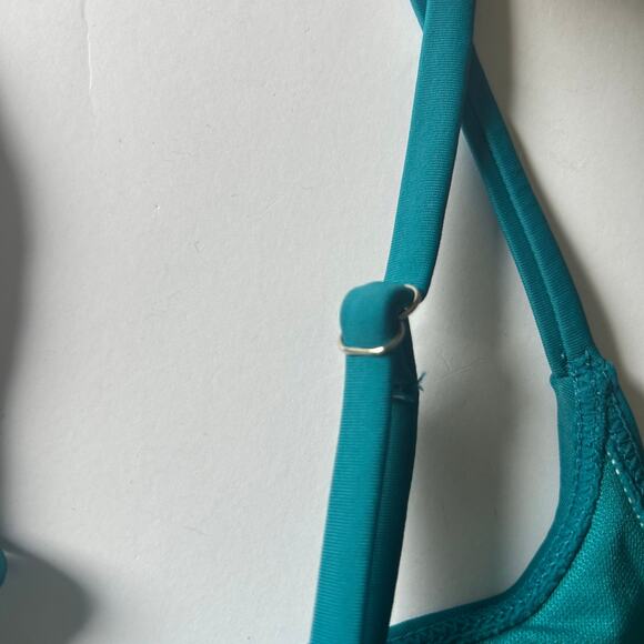 Women's One Piece Swimsuit Square Neck Tummy Control High Cut Teal Medium NWOT - Picture 2 of 6